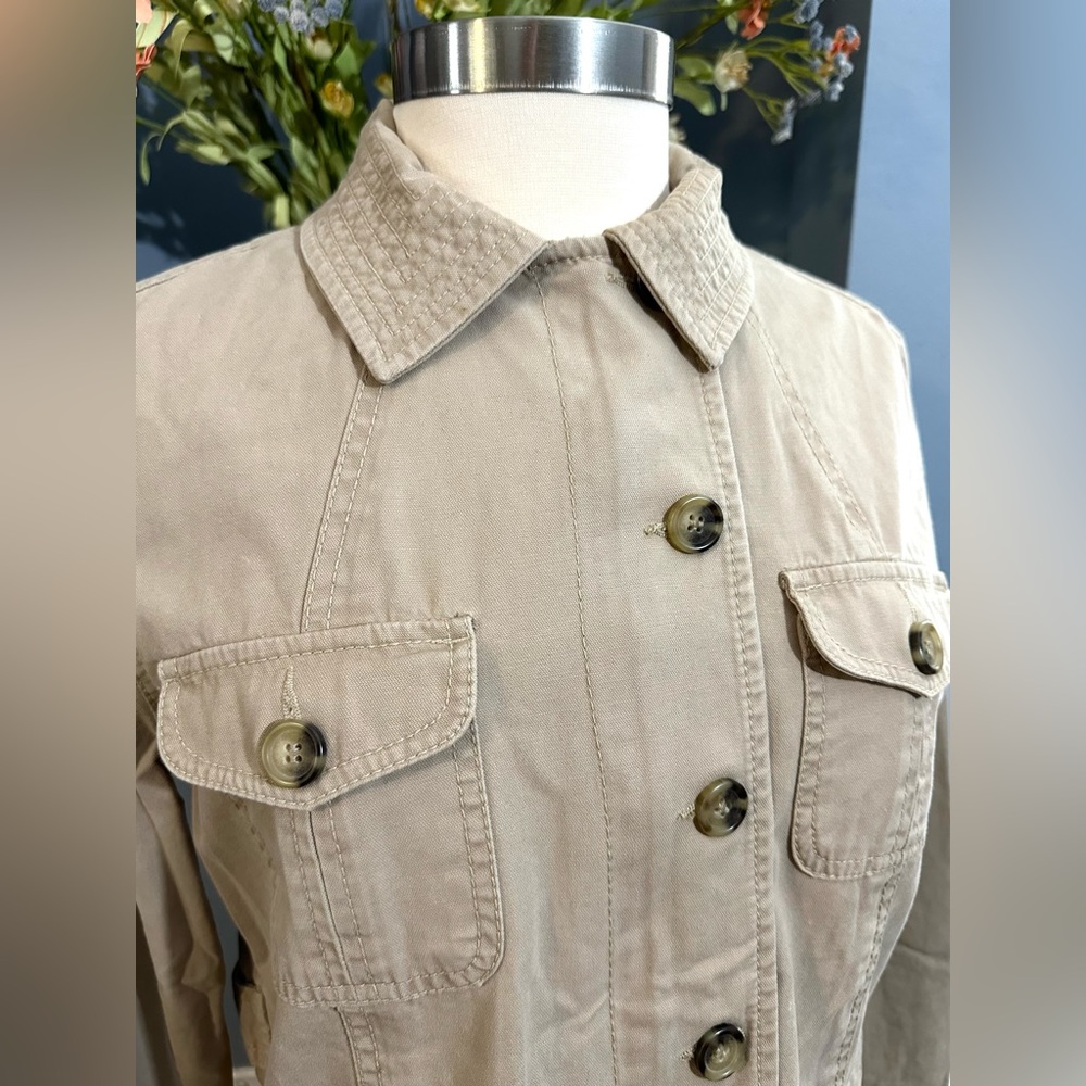 Liz Claiborne Ladies Jacket Safari Look Tan 100% Cotton Size Large GUC - Picture 3 of 14